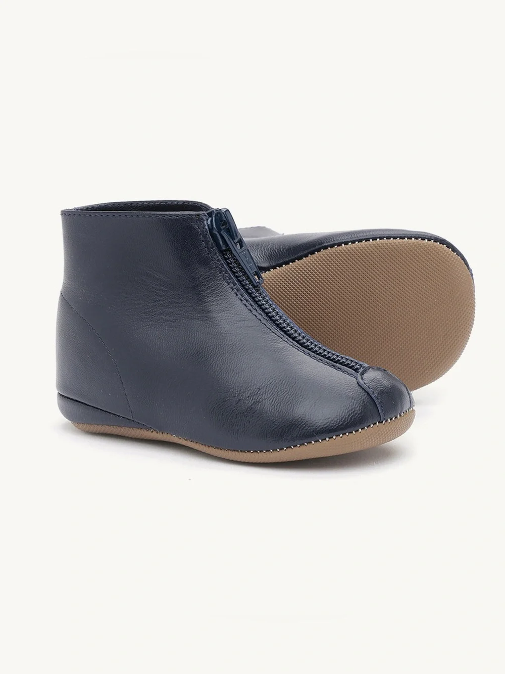 Pepe Baby Navy Blue Pebbled Leather Zipper Boots EU 20 Size 2 $129